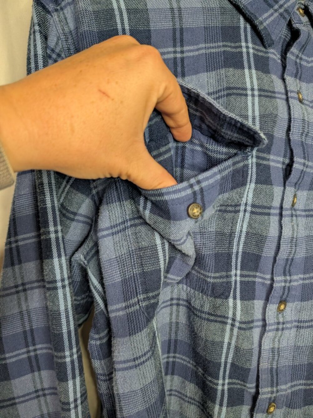 Toad&Co Men's Indigo Blue Plaid Flannel Slim Fit Shirt Organic Cotton XL - Picture 4 of 11